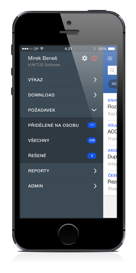 Mobilní verze - Kontextové menu